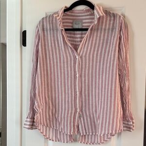 Rails Pink and White Striped Button-Down Shirt